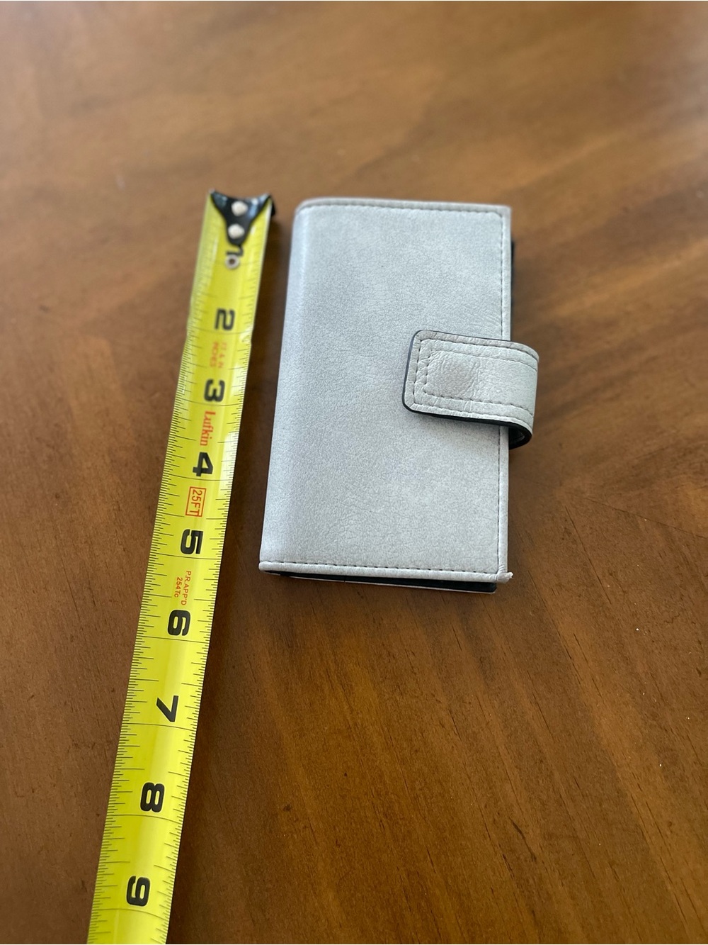 Off White Card Wallet with Snap Strap